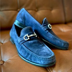 Blue Suede Ferragamo Loafers